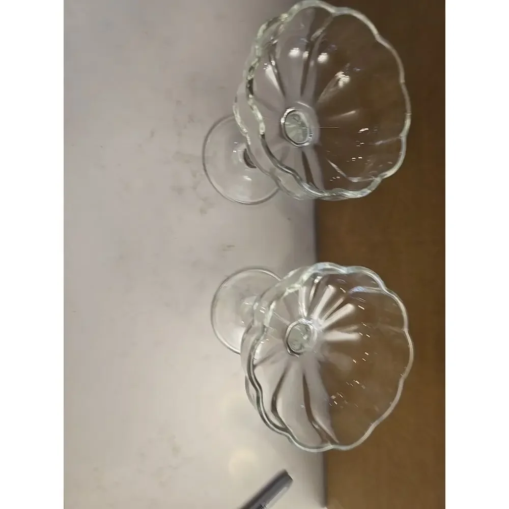 13103 Set Of 2 Clear Coupe Glasses Sherbert, Dessert Long Stem New